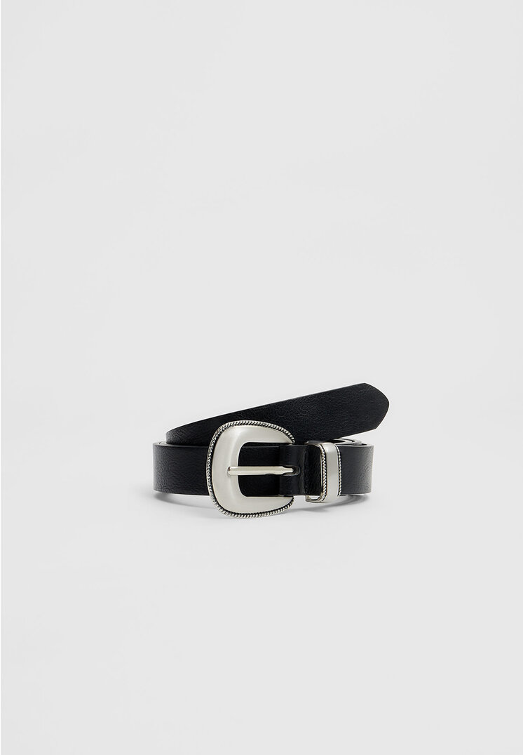 Stradivarius Curea Tip Cowboy Negru 80