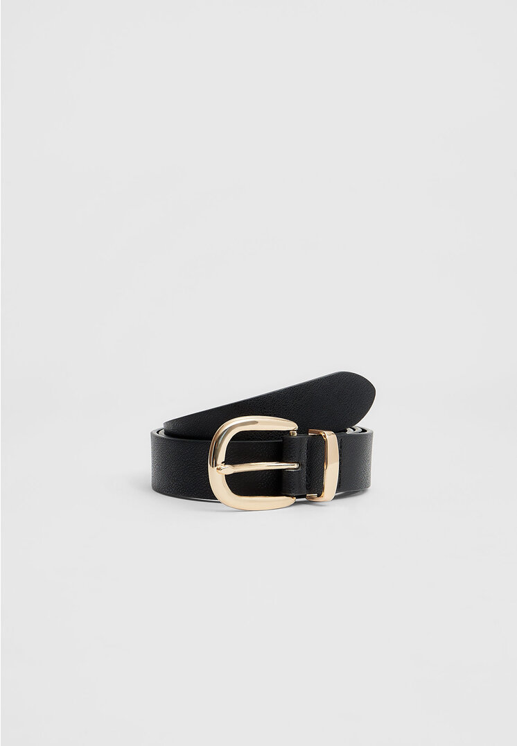 Stradivarius Curea Cu Cataramă Neregulată Negru 70