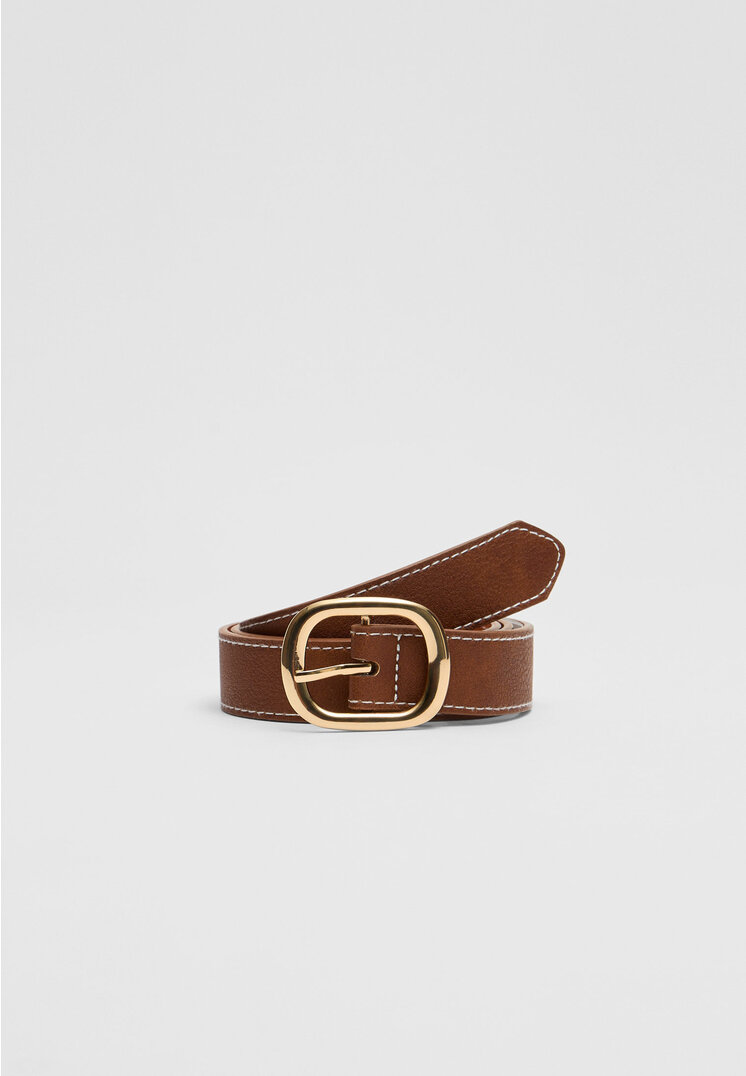Stradivarius Gürtel mit Steppnähten Beige 90