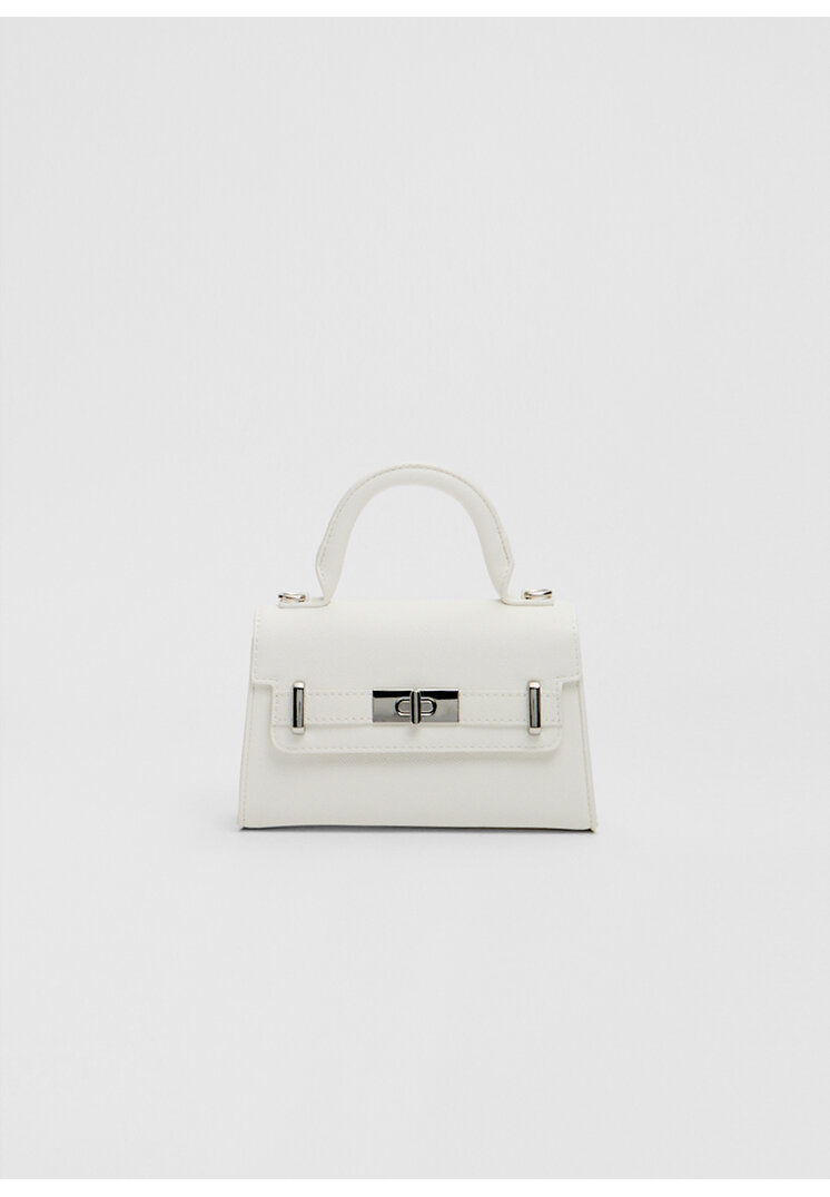Stradivarius Mini-Geantă Crossbody Cataramă Alb Os