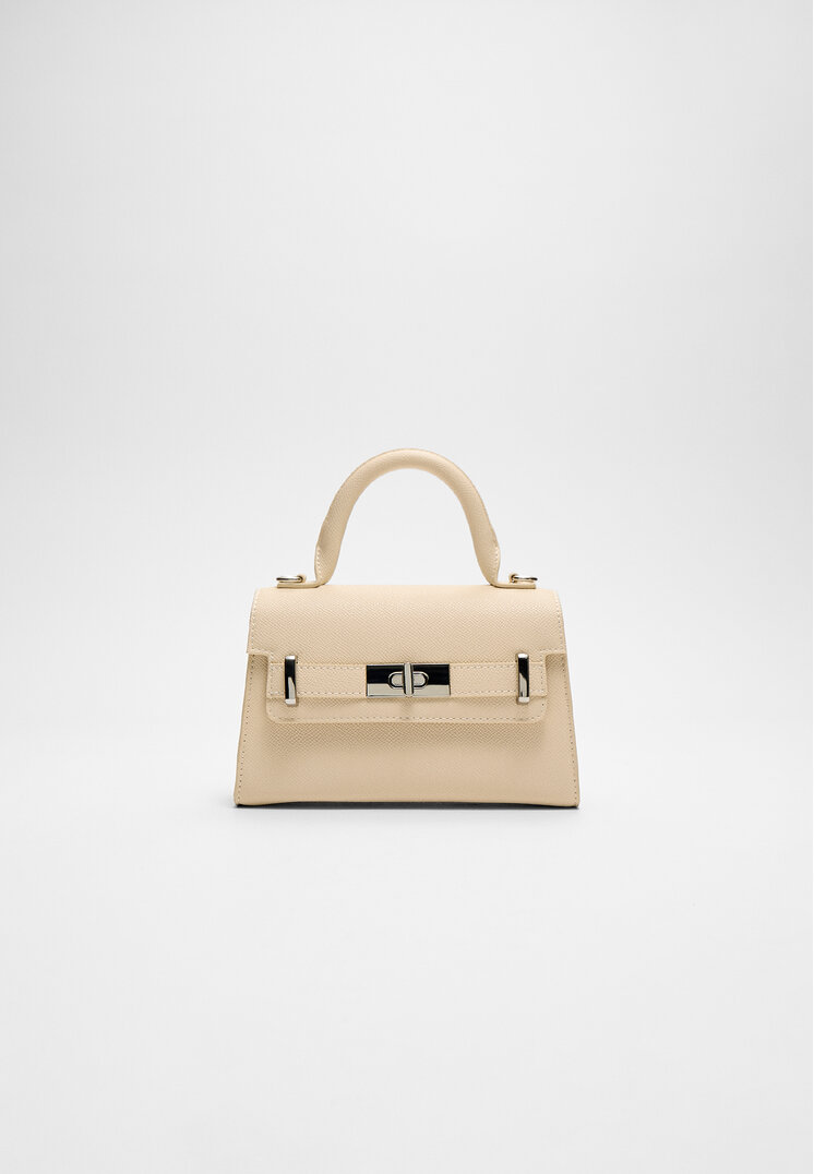 Stradivarius Mini-Geantă Crossbody Cataramă Ecru Os