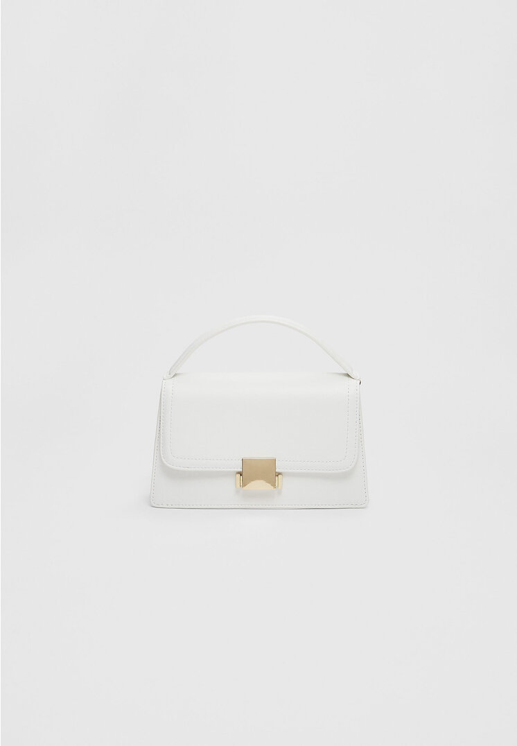Stradivarius Geantă Crossbody Cu Două Toarte Alb Os