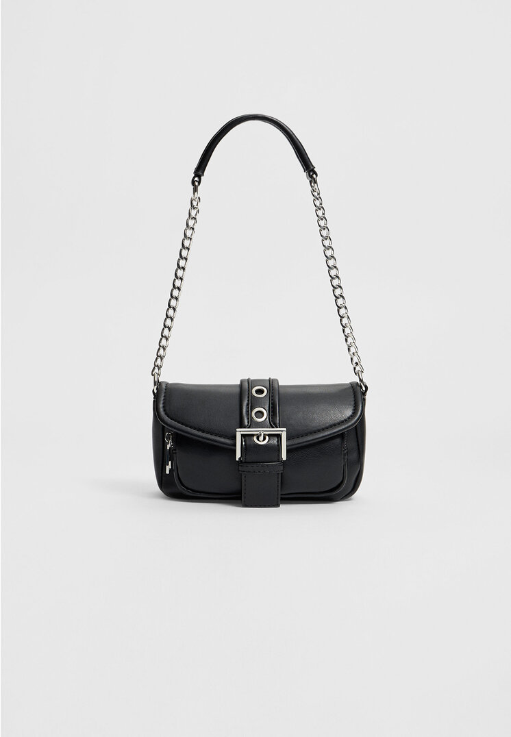 Stradivarius Geantă Crossbody Cu Cataramă Negru Os