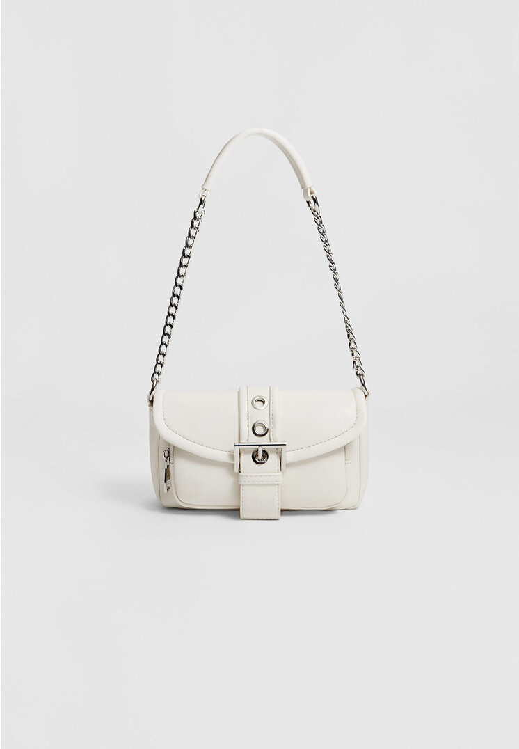 Stradivarius Geantă Crossbody Cu Cataramă Alb Os