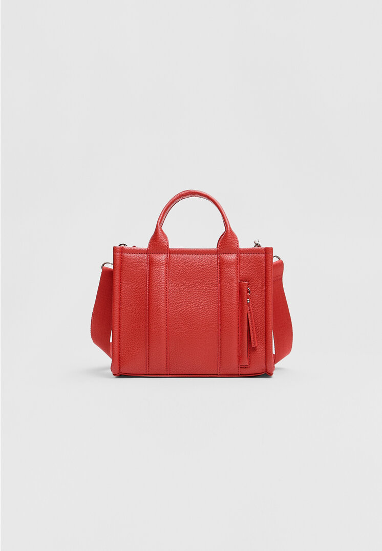 Stradivarius Geantă Tote Mini Din Imitație De Piele Roșu Os