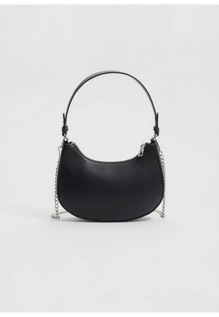 Stradivarius Geantă De Umăr Semilună Negru Os