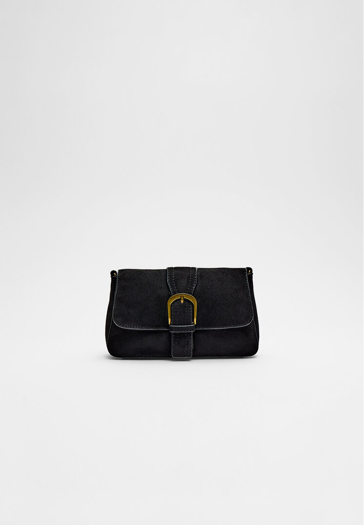 Stradivarius Geantă Crossbody Cu Cataramă Negru Os