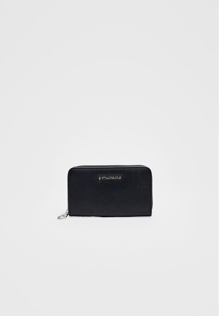 Stradivarius Portmoneu Dreptunghiular Saffiano Negru Os