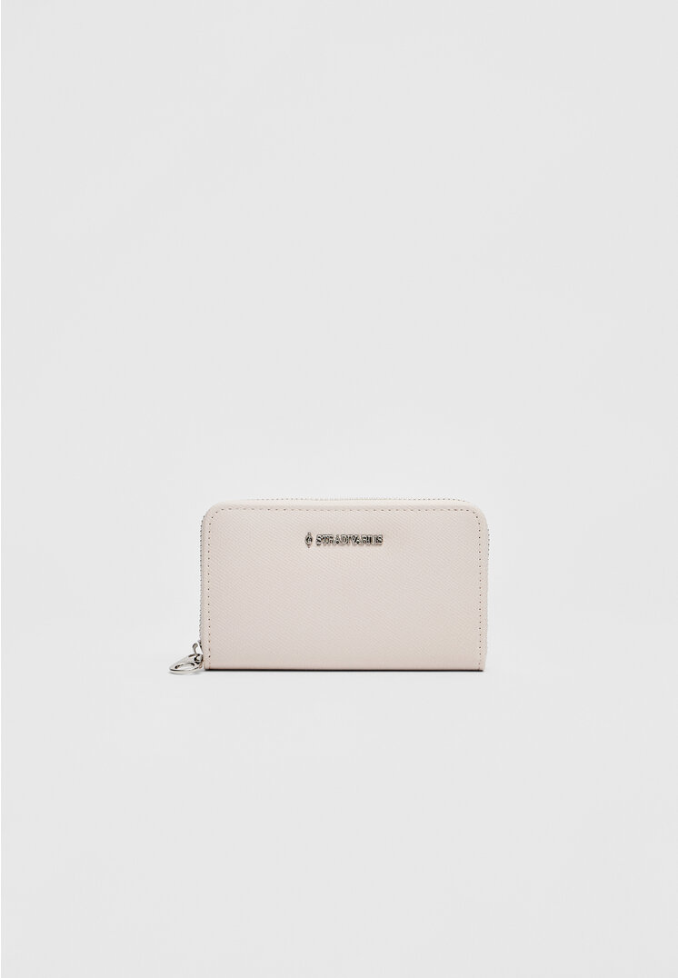 Stradivarius Portmoneu Dreptunghiular Saffiano Ecru Os