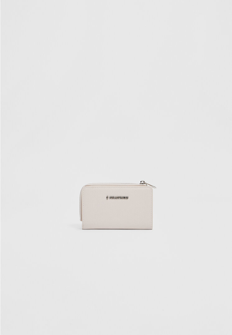 Stradivarius Portmoneu Cu Fermoar Ecru Os