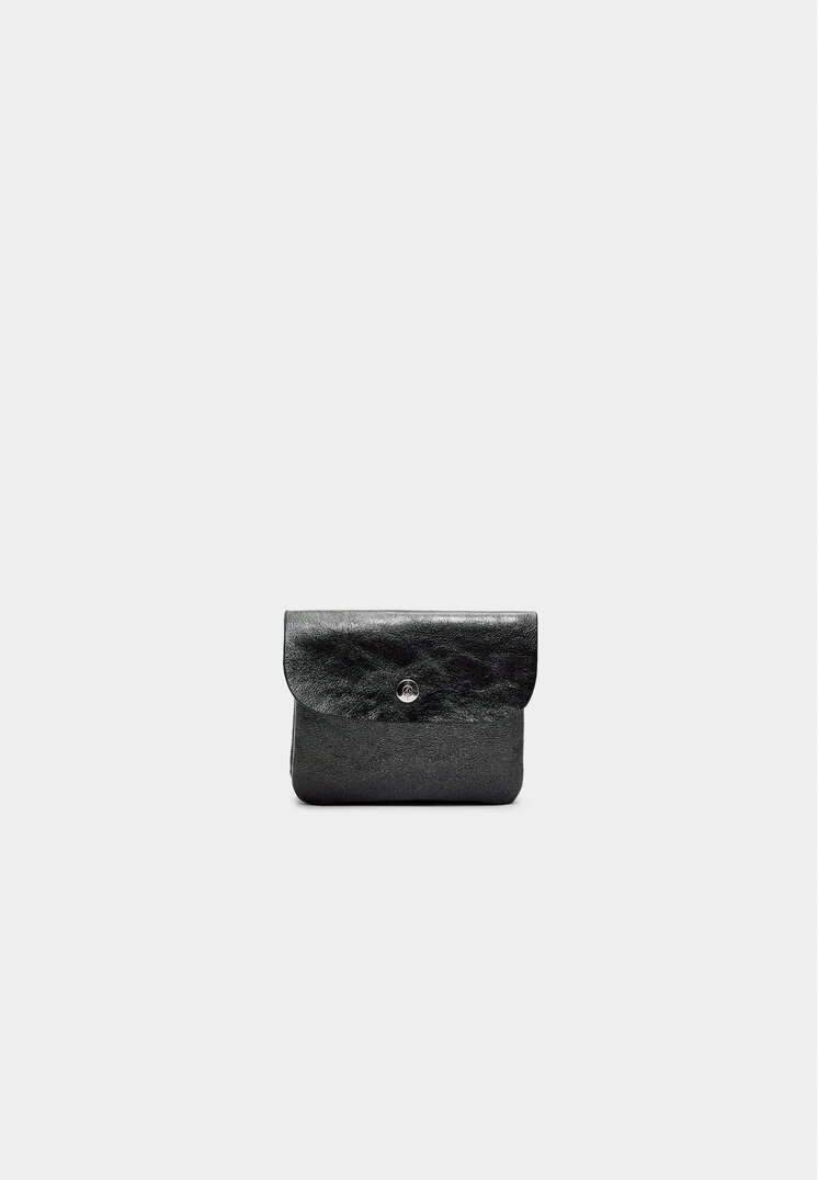 Stradivarius Portcard Mic Metalizat Negru Os