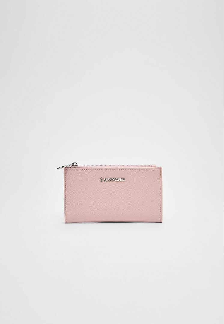Stradivarius Portmoneu Simplu Cu Fermoar Roz Pastel Os