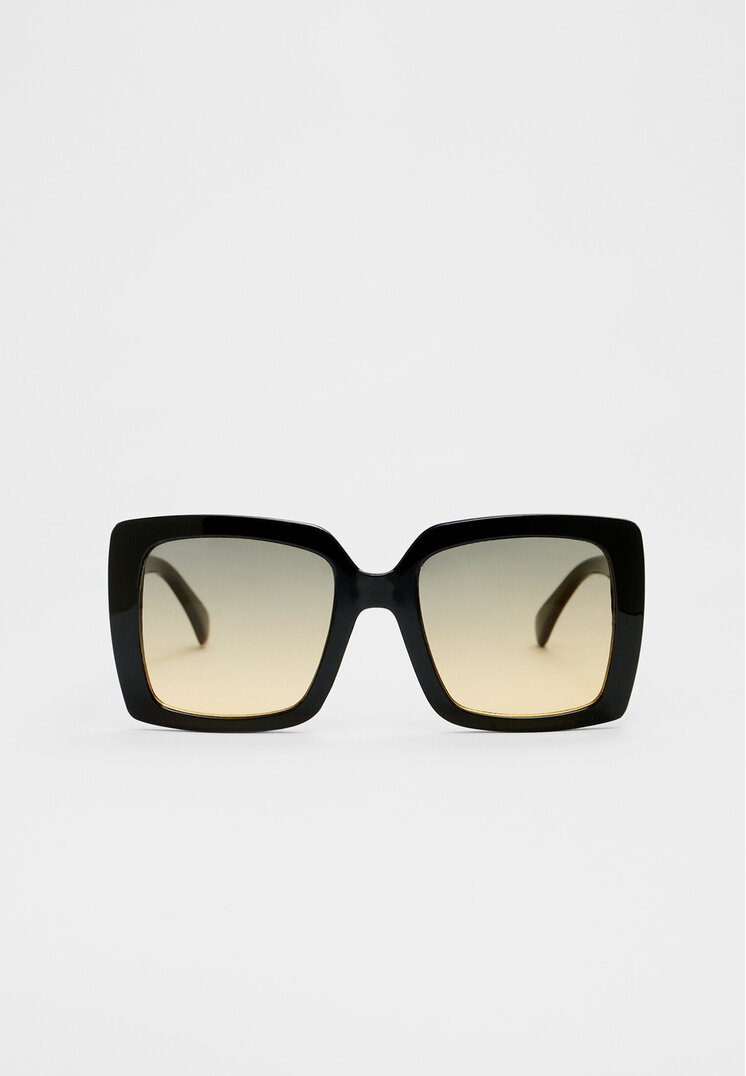 Stradivarius Ochelari Pătrați Cu Lentile În Degrade Negru Os