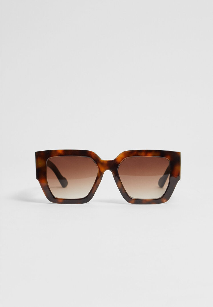 Stradivarius Ochelari De Soare Mari Pătrați Cu Efect Baga Maro Os