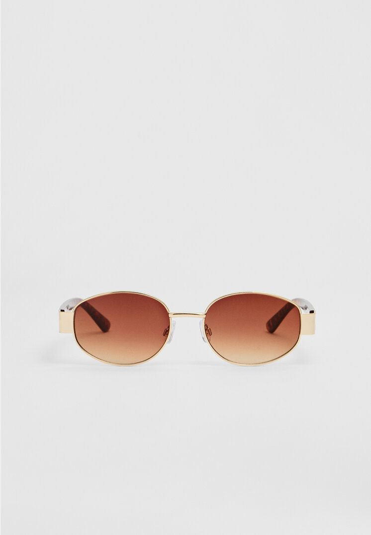 Stradivarius Ochelari Cu Brațe Metalice Maro Os