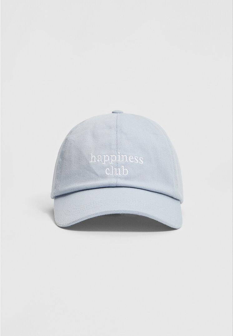 Stradivarius Șapcă Happiness Club Azuriu Os