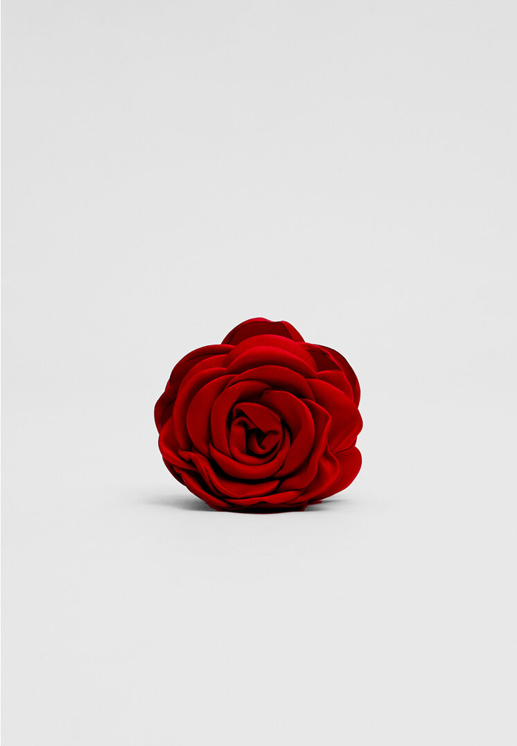 

Stradivarius Blumenprint mit Bundfalte Rot OS