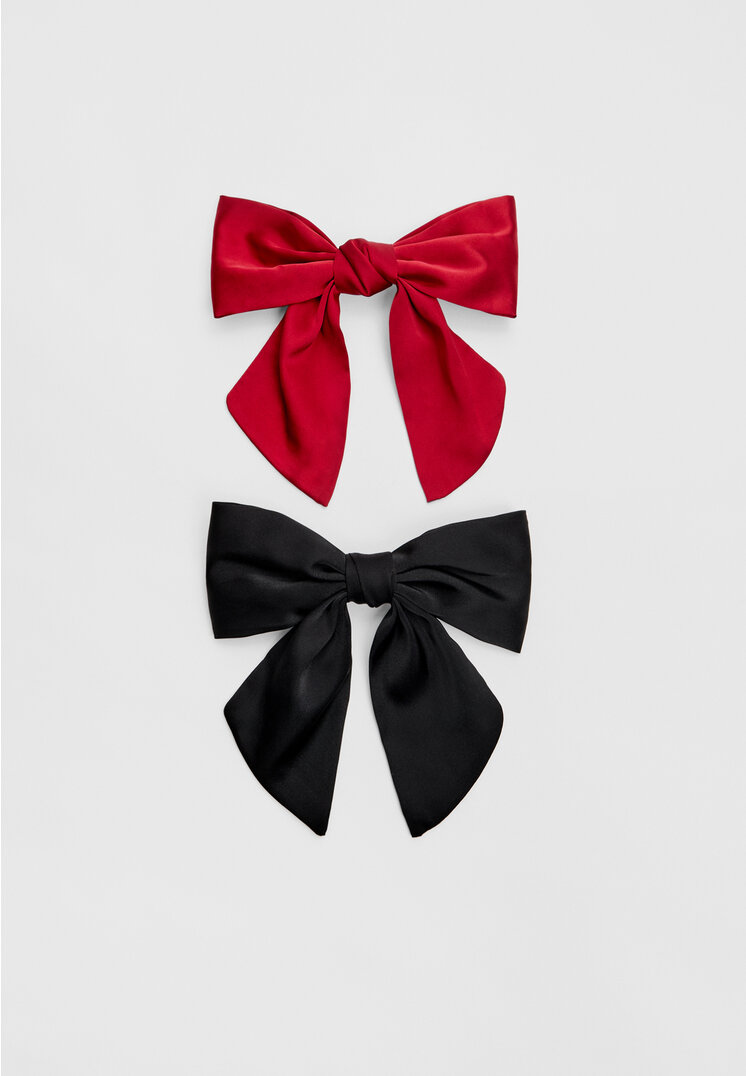 Stradivarius Set De 2 Funde Din Satin Negru Os