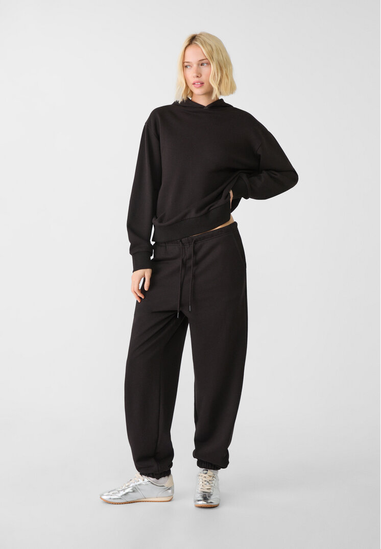 Stradivarius Pantaloni Jogger Flaușați Negru M