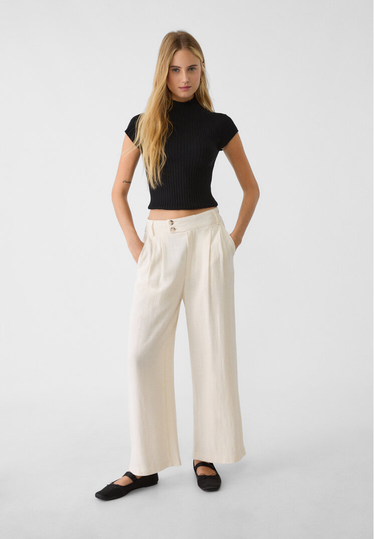 Stradivarius Pantaloni Culotte Cu In Piatră 38