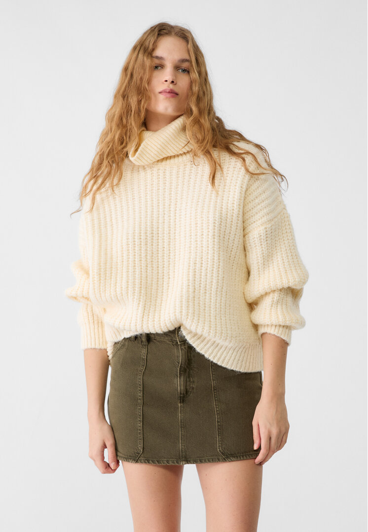 

Stradivarius Workwear-Minirock aus Jeansgewebe Khaki 40