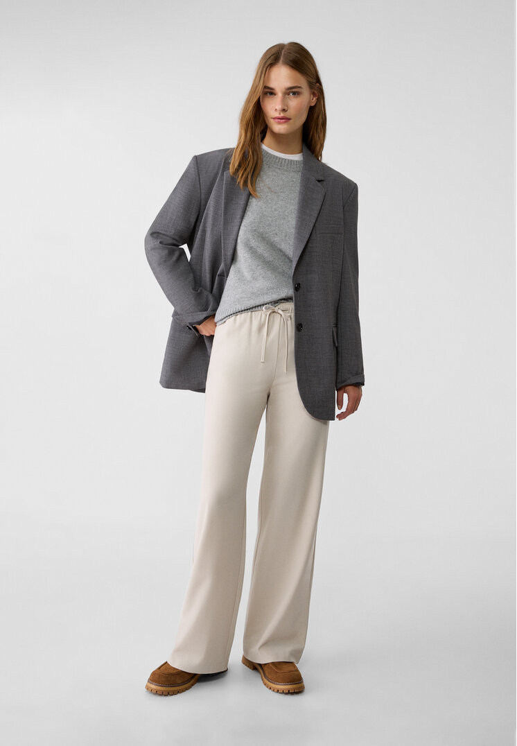 Stradivarius Pantaloni Lungi Eleganți Fluizi Gri Xl