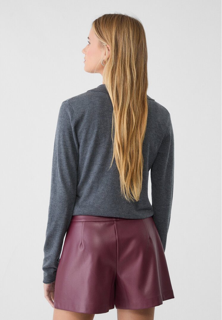 Stradivarius Leather effect crossover skort  Burgundy M