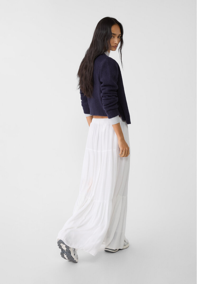 Stradivarius Boho midi skirt  White S