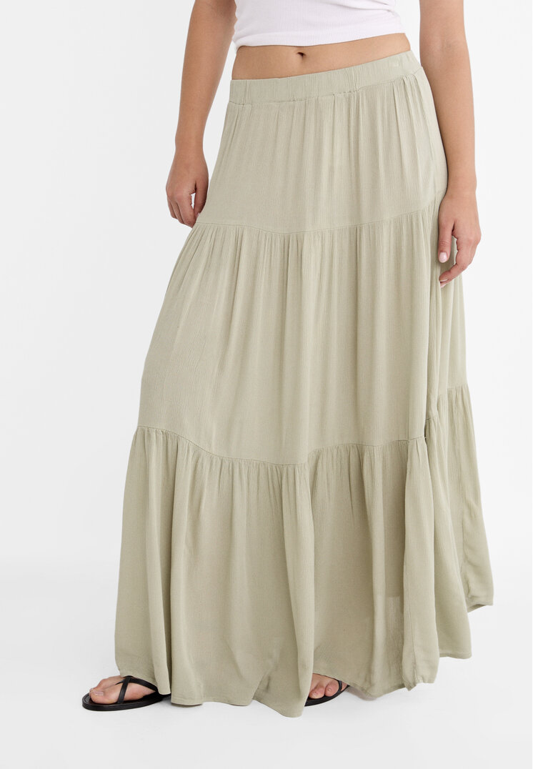 Stradivarius Boho midi skirt  Khaki XL