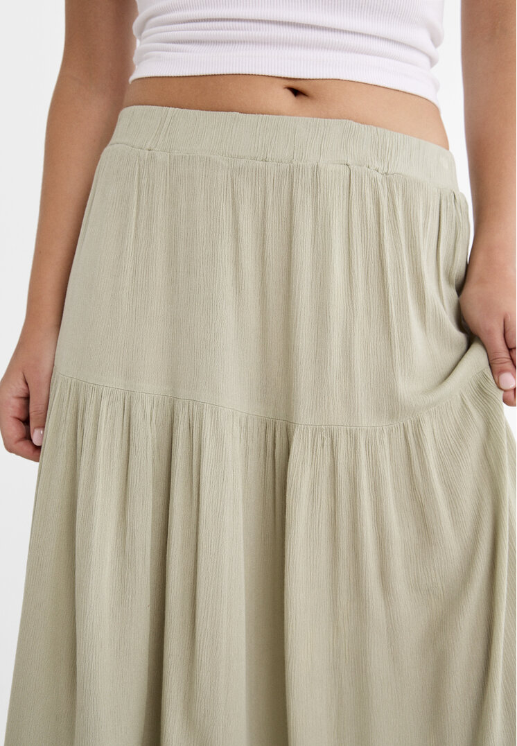Stradivarius Boho midi skirt  Khaki XL