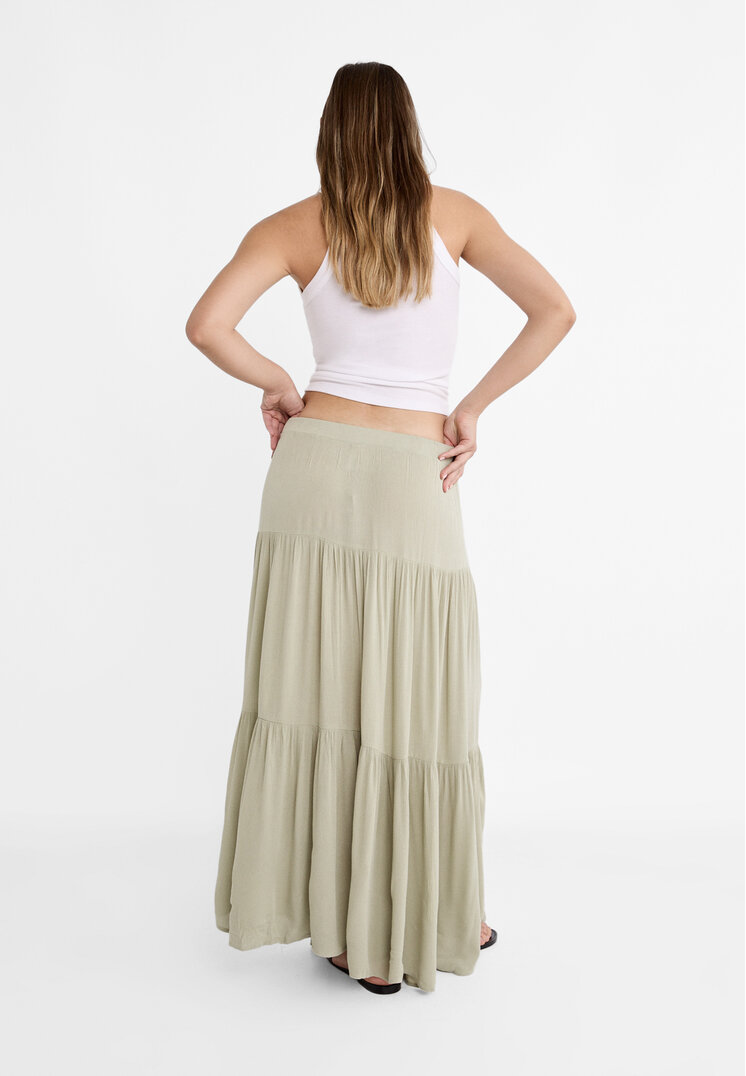 Stradivarius Boho midi skirt  Khaki XL