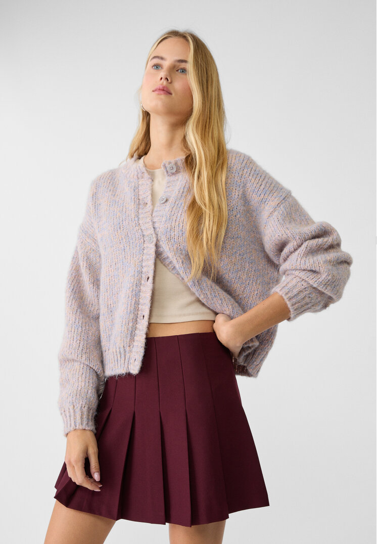 

Stradivarius Minirock mit Kellerfalten Granatrot XL