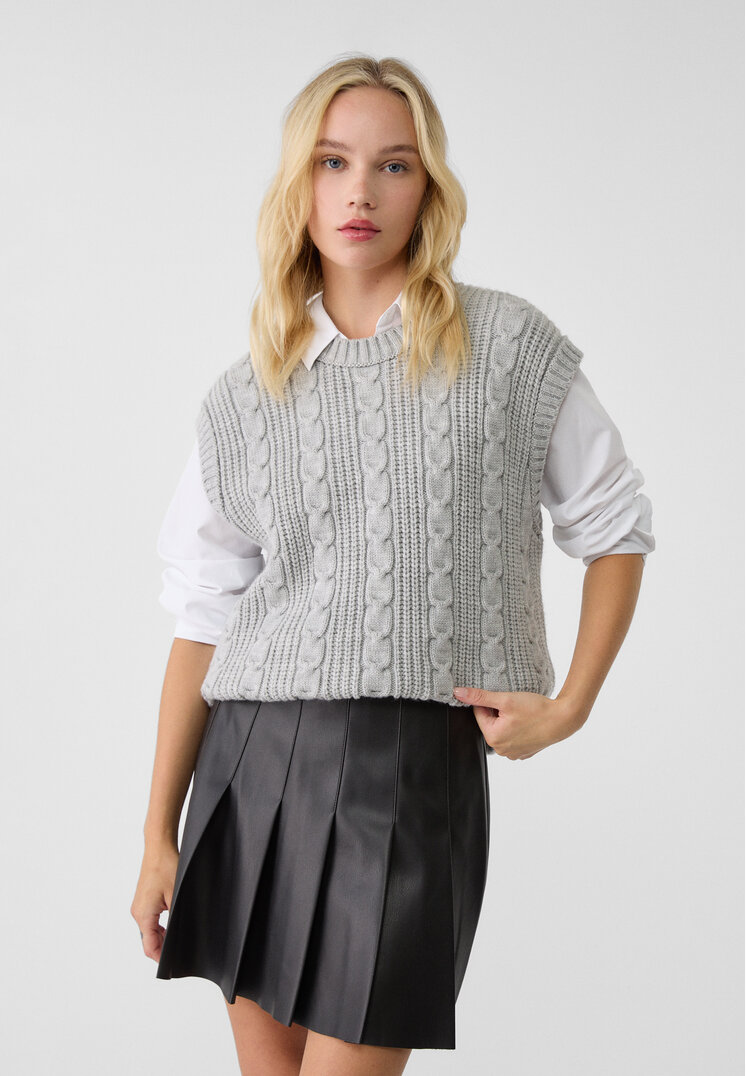 Stradivarius Fustă Mini Cu Clini Din Imitație De Piele Negru Xl