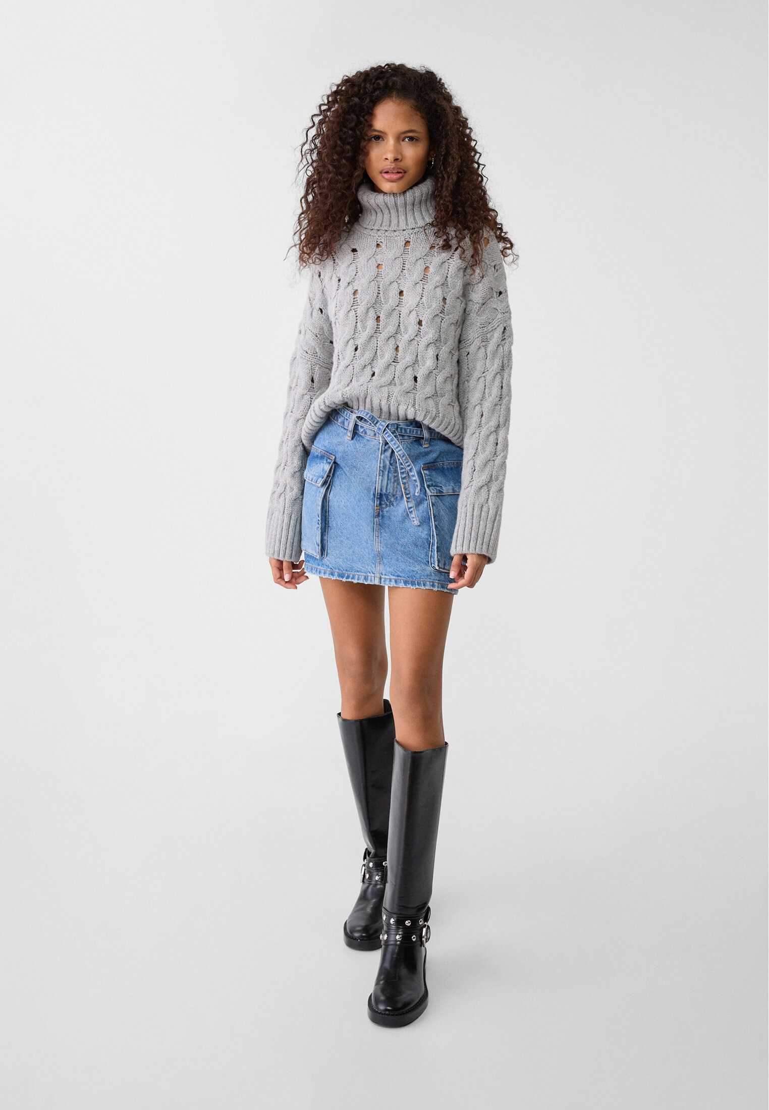 Denim cargo mini skirt - Women 