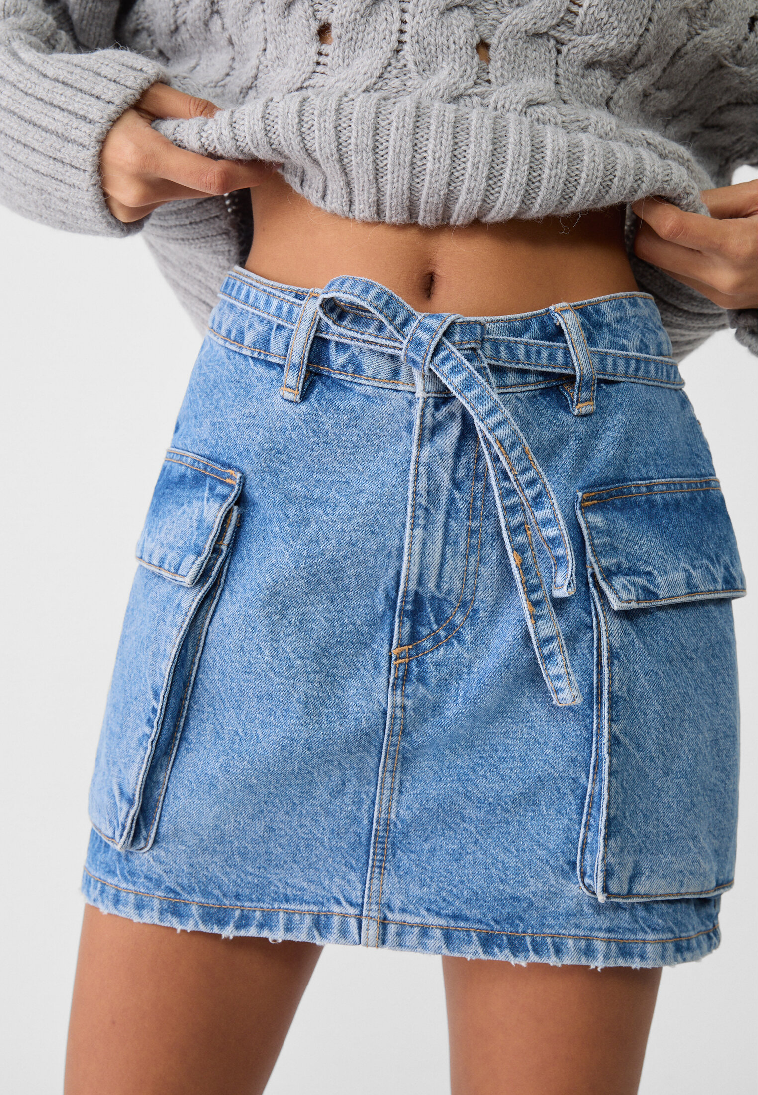 Denim cargo mini skirt - Women 