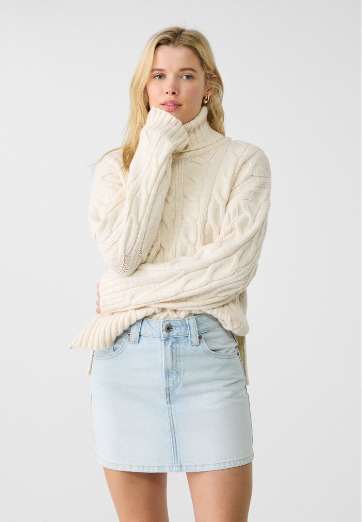 Stradivarius Fustă Mini Din Denim Denim Albastru 36