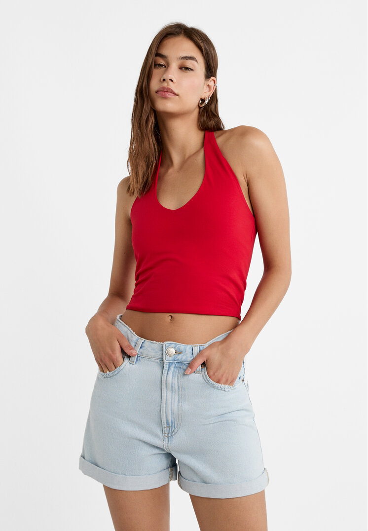 Stradivarius D83 Pantaloni Scurți Mom Fit 42