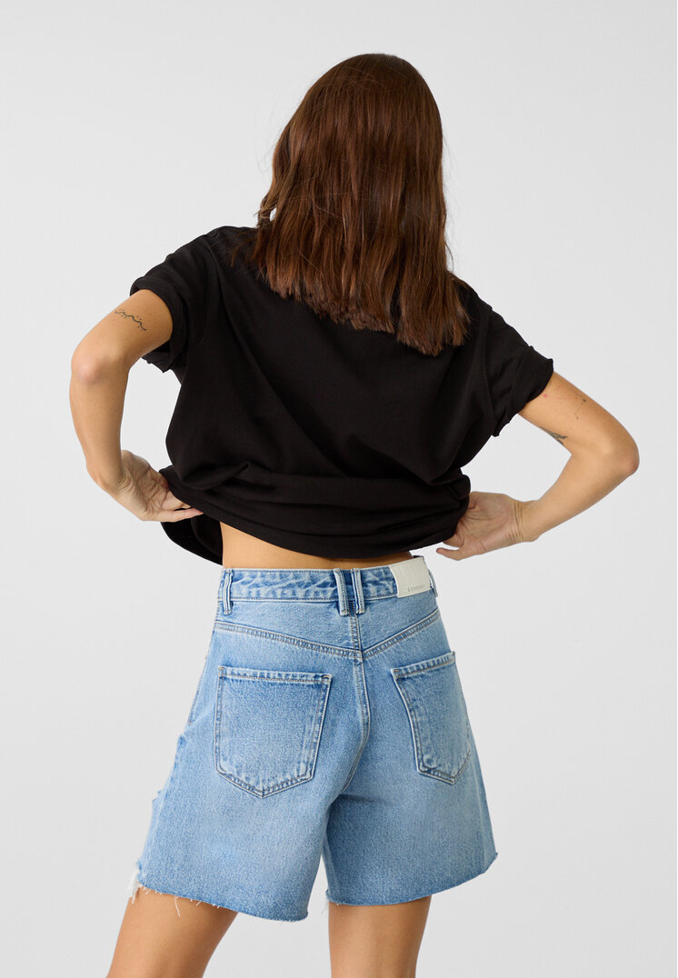 Stradivarius D93 Shorts in denim longline  Grigio 38