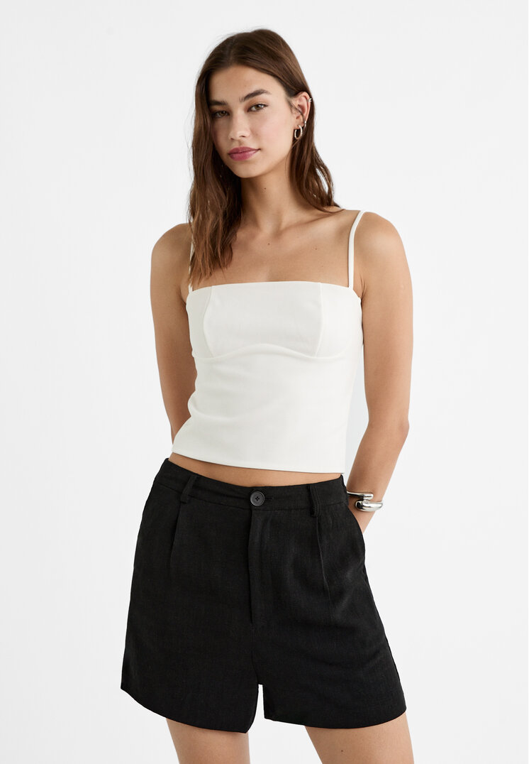 Stradivarius Pantaloni Scurți Vaporoși Cu In Negru 42