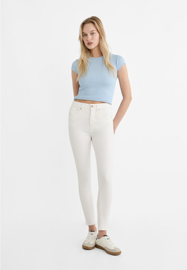 Stradivarius 1400 Blugi Skinny Regular Waist Alb 34