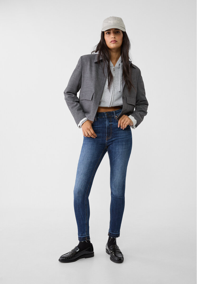 Stradivarius 1400 Blugi Skinny Regular Waist Denim Albastru 44
