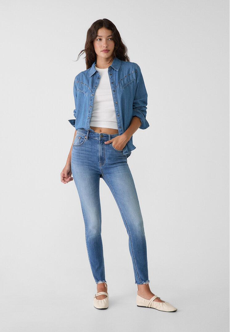Stradivarius 1400 Blugi Skinny Regular Waist Denim Albastru Închis Mediu 32