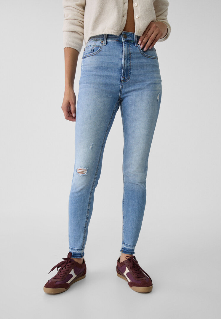 Stradivarius 1450 Super high-waist skinny jeans  Blue denim 16
