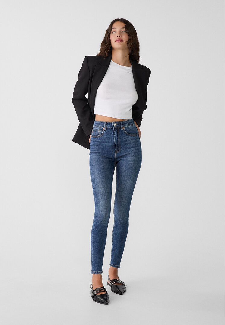 Stradivarius 1450 Blugi Skinny Cu Talie Foarte Înaltă Denim 40