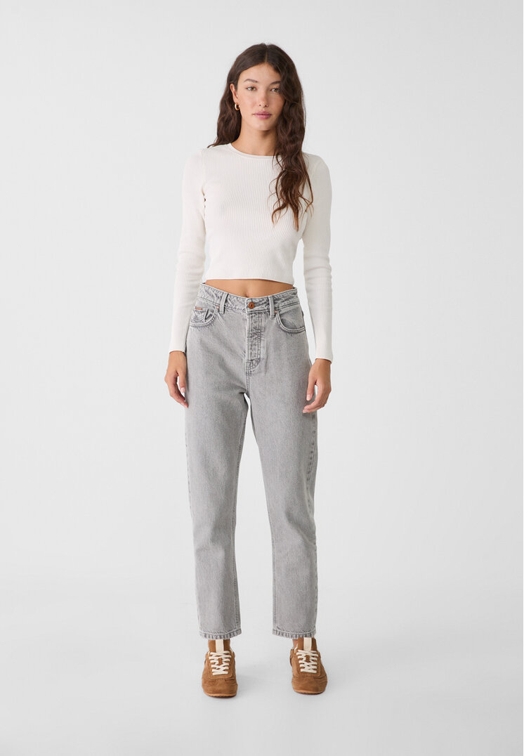 Stradivarius 1460 Blugi Mom Fit Denim Negru 34