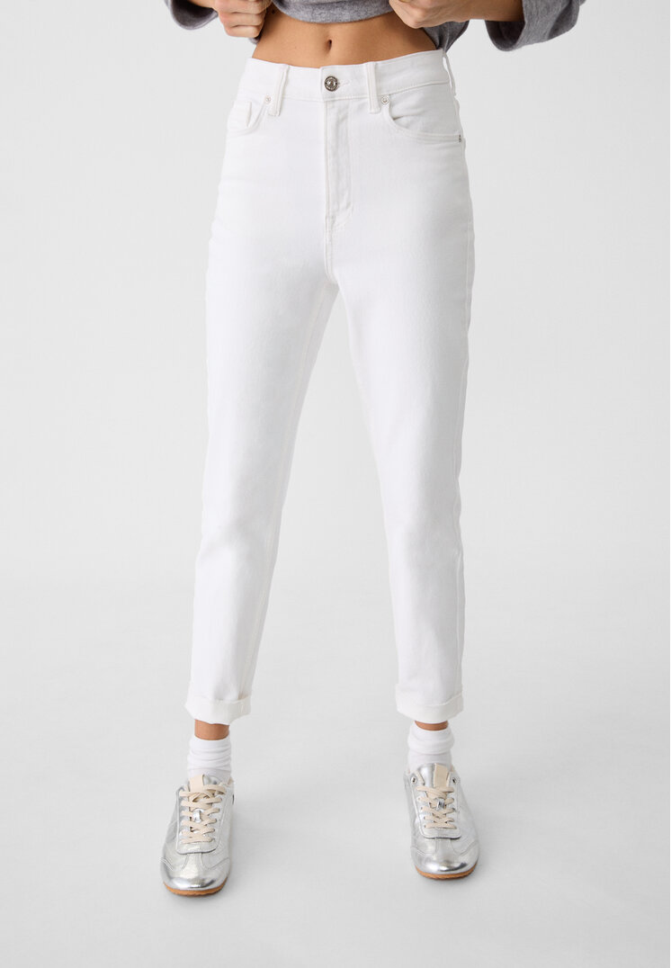 Stradivarius 1465 Slim-fit mom jeans  White 14
