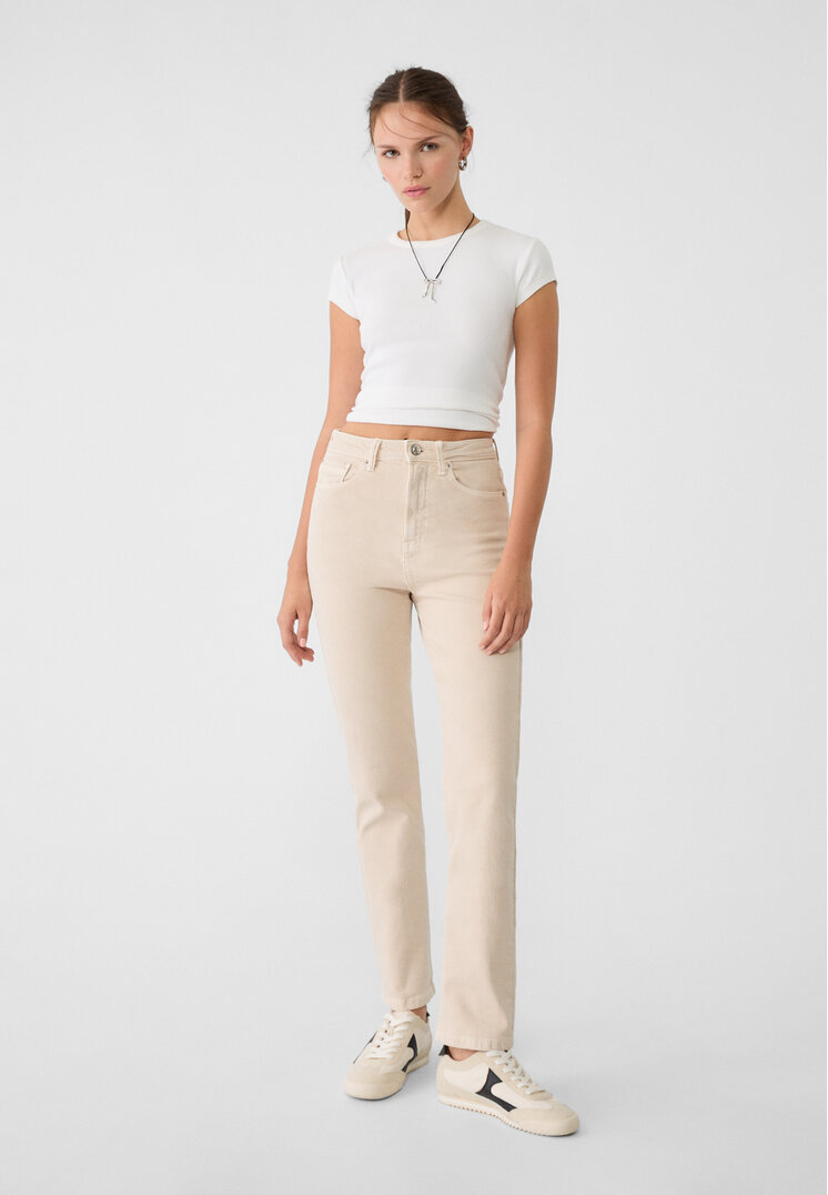Stradivarius 1465 Blugi Mom Slim Piatră 32