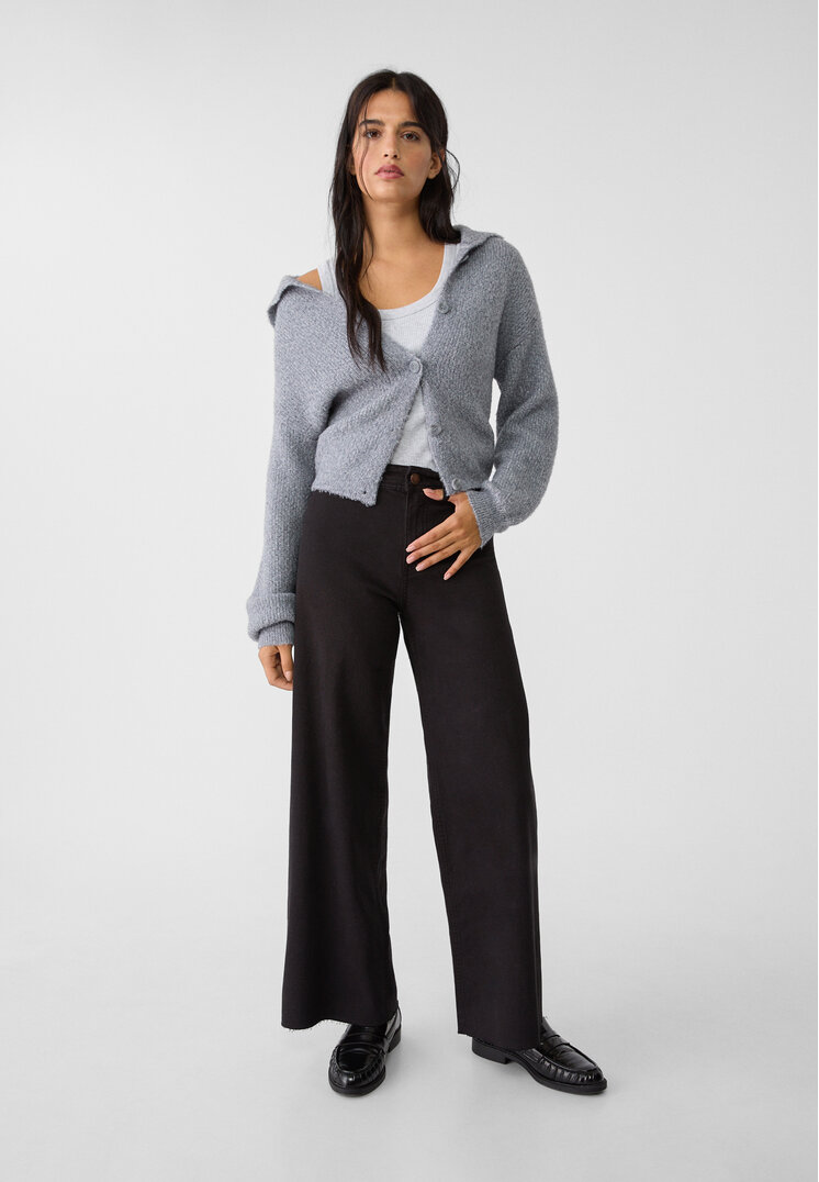 Stradivarius Pantaloni Straight Fit Minimaliști Negru 40