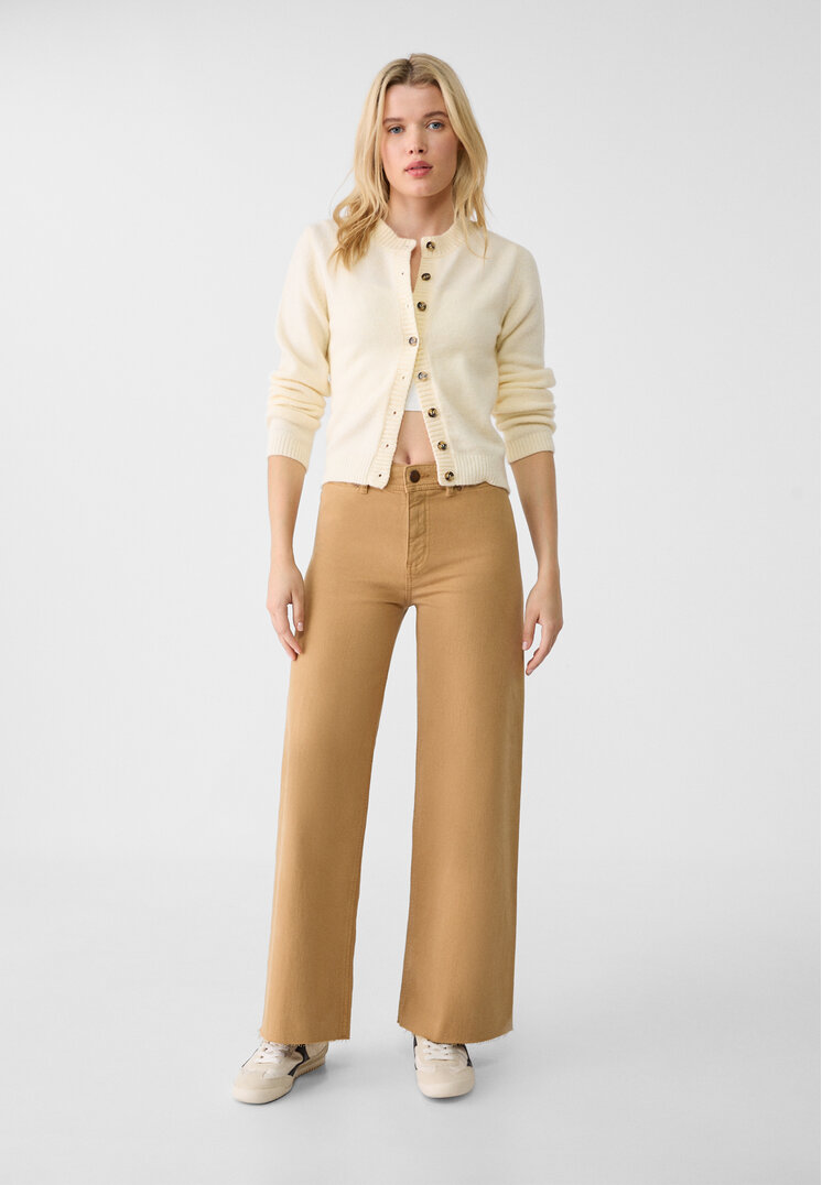 Stradivarius Pantaloni Straight Fit Minimaliști Piatră 34