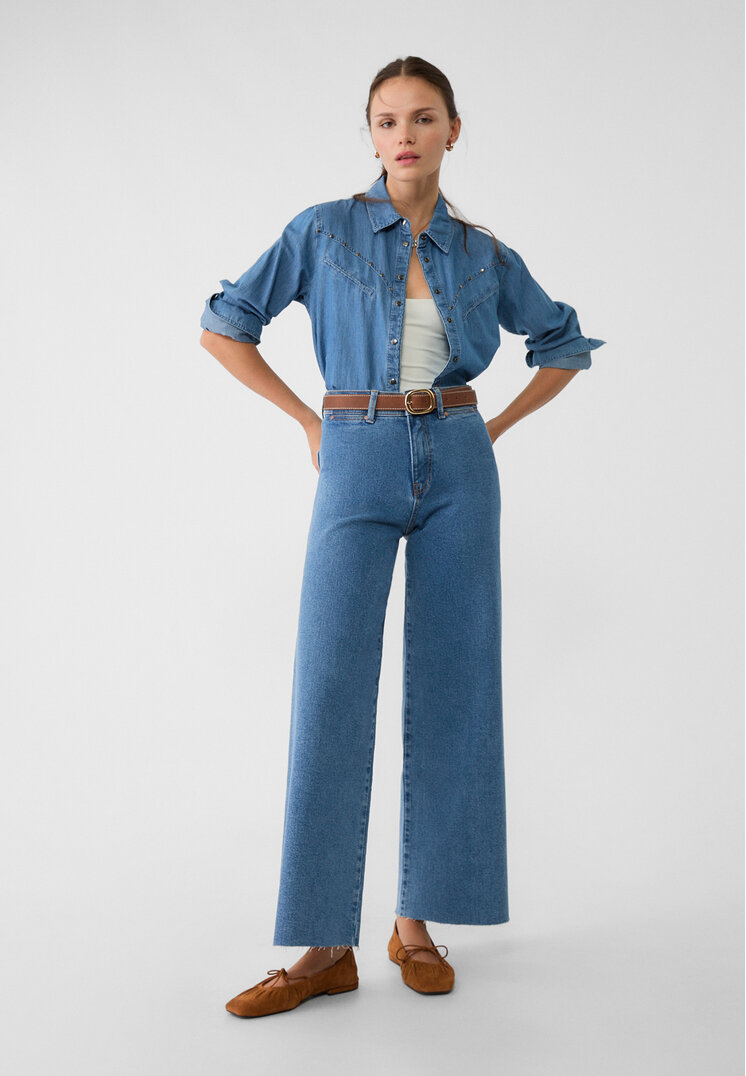 Stradivarius Blugi Straight Fit Minimaliști Denim Albastru 36